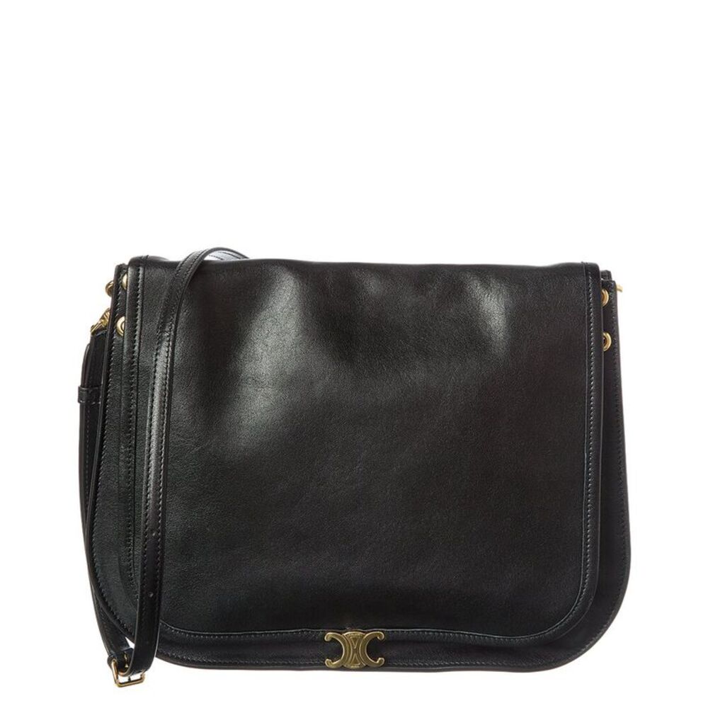Celine Leather Shoulder Bag, Black